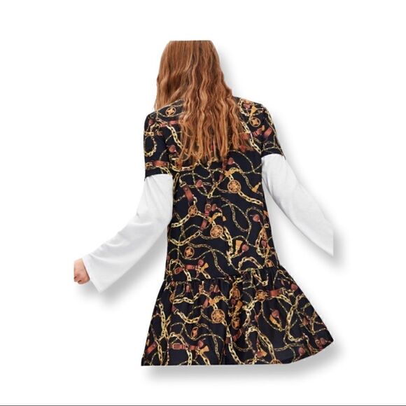 ZARA Chain Print Peplum Trendy Tunic Dress M BLOGGERS Favourite - Picture 4 of 11